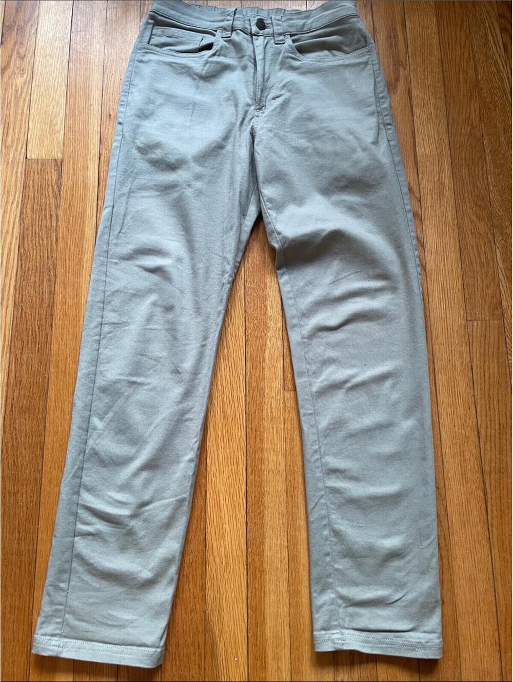 Pact Sage Green Organic Cotton Pants Small Straight Leg Elastic Waist